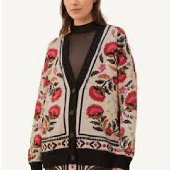 FARM Rio Sweaters - Farm RIO Sand Palms Paradise knit cardigan size medium